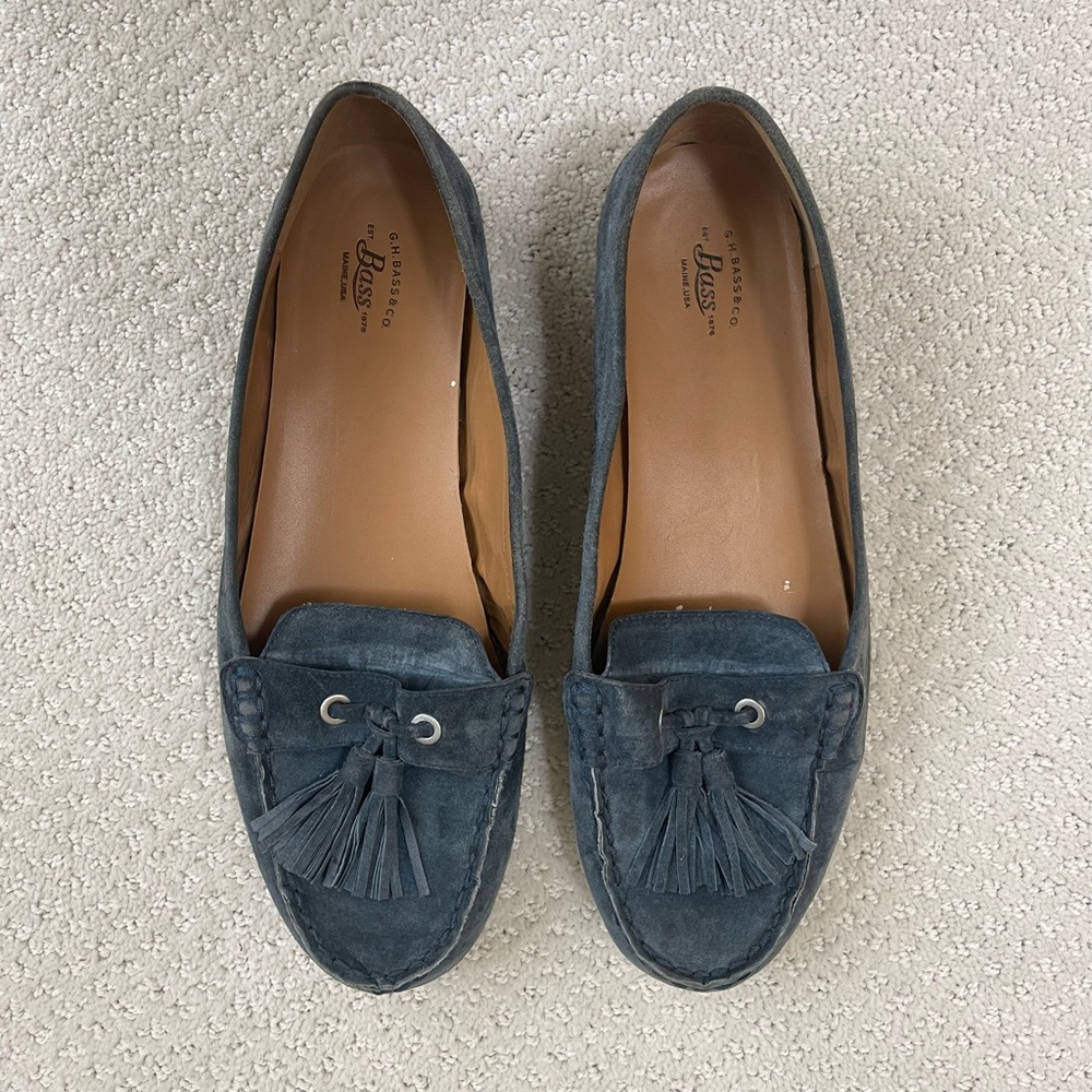 Blue Suede Tassel Loafers by G.H. Bass